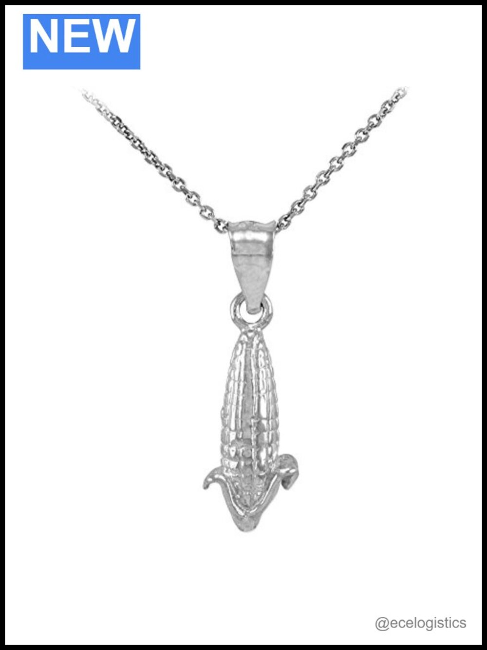 925 Sterling Silver Corn on a Cob Charm Pendant Necklace
